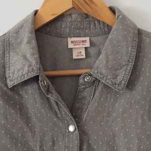 Mossimo chambray grey polka dot western top L